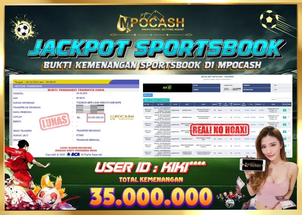 MPOCASH JACKPOT SPORTSBOOK Rp 35.000.000 - LUNAS!!!